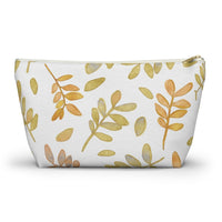 Watercolor Tossed Leaves Accessory Pouch w T-bottom in Yellow